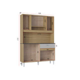 Alacena Coral Castaño y Beige 120x173cm con Un Cajón y Ocho Puertas - ALACENAS Y MUEBLES MICROONDAS | Bylmo