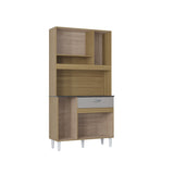 Alacena Coral Castaño y Beige 90x173cm con Un Cajón y Seis Puertas - ALACENAS Y MUEBLES MICROONDAS | Bylmo