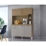 Alacena Duda Castaño y Beige 120x172cm con Un Cajón y Cinco Puertas - ALACENAS Y MUEBLES MICROONDAS | Bylmo