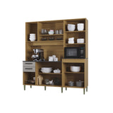 Alacena Elisa Castaño y Beige 180x200cm con Dos Cajones y Diez Puertas - ALACENAS Y MUEBLES MICROONDAS | Bylmo