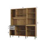 Alacena Elisa Castaño y Beige 180x200cm con Dos Cajones y Diez Puertas - ALACENAS Y MUEBLES MICROONDAS | Bylmo