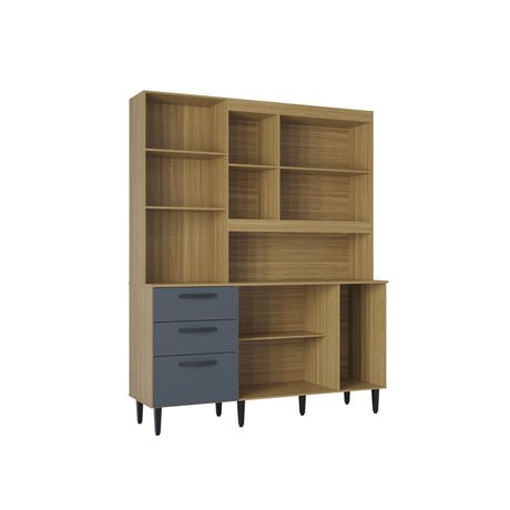 Alacena Catarina Castaño y Gris 160x200cm con Dos Cajones y Seis Puertas - ALACENAS Y MUEBLES MICROONDAS | Bylmo