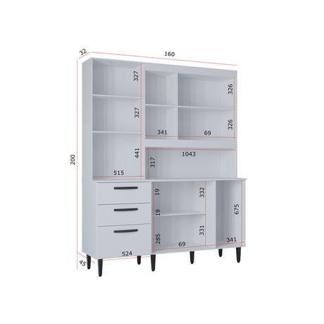 Alacena Catarina Blanco 160x200cm con Dos Cajones y Seis Puertas - ALACENAS Y MUEBLES MICROONDAS | Bylmo