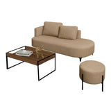 Sala Dubai New Beige y Amaretto 160x70cm De Tres Puestos Antifluido con Mesa de Centro y Puff - SOFAS Y POLTRONAS | Bylmo