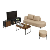 Sala Dubai Plus Beige y Amaretto 160x70cm De Tres Puestos Antifluido con Mesa de Tv Puff y Mesa de Centro - SOFAS Y POLTRONAS | Bylmo