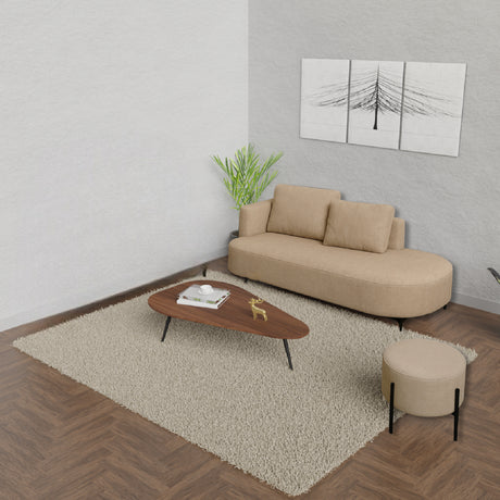 Sala Dubai Basic Beige y Amaretto 160x70cm De Tres Puestos Antifluido con Puff y Mesa de Centro - SOFAS Y POLTRONAS | Bylmo