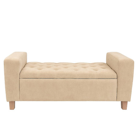 Sala Beige y Blanco 160x70cm De Tres Puestos Antifluido con Puff Banqueta Baúl y Mesa de Centro - SOFAS Y POLTRONAS | Bylmo