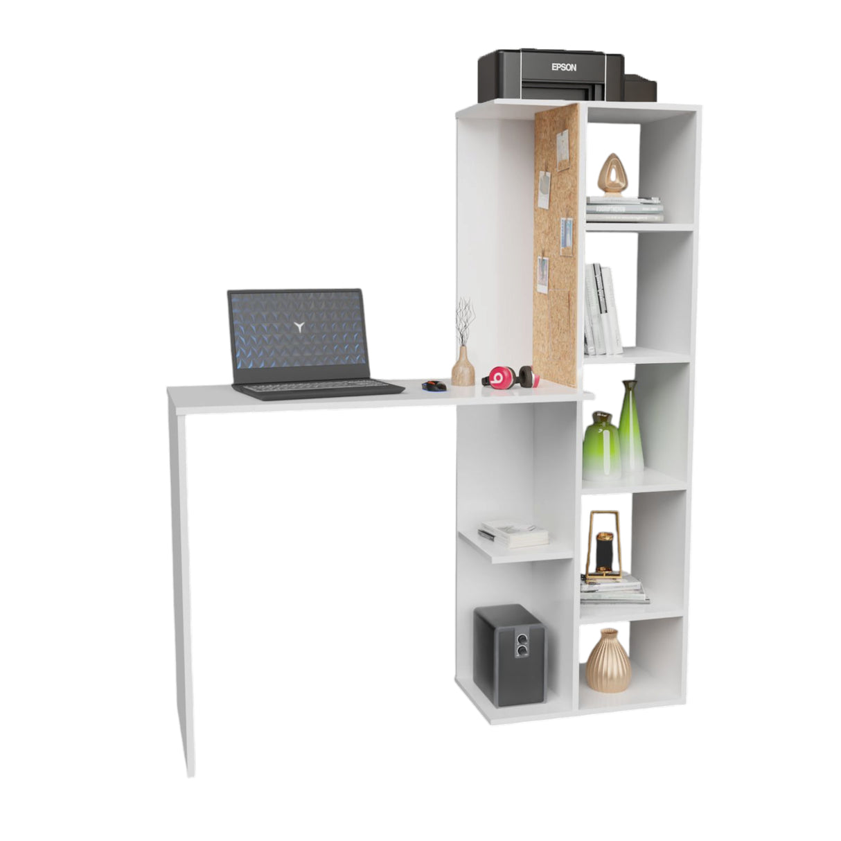 Escritorio con Biblioteca Home Blanco 120x140cm sin Cajones - ESCRITORIOS | Bylmo