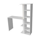 Combo Escritorio y Silla Home Eames Blanco 120x140cm sin Cajones y con Organizador de Libros - ESCRITORIOS | Bylmo