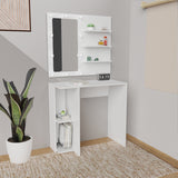 Combo Panel Tocador con Escritorio Hollywood Blanco 80x70cm de Un Puesto con Iluminación LED - TOCADORES | Bylmo