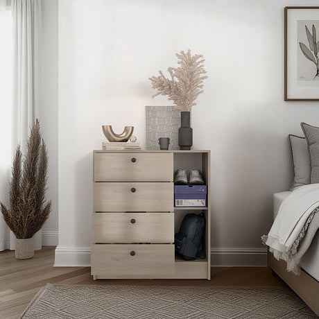 Cómoda Havana Cotta y Blanco 80x89cm de Cuatro Hileras con Cuatro Cajones - CAJONERAS Y COMODAS | Bylmo