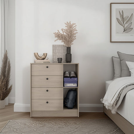 Cómoda Havana Cotta y Blanco 80x89cm de Cuatro Hileras con Cuatro Cajones - CAJONERAS Y COMODAS | Bylmo