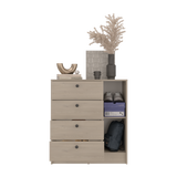 Cómoda Havana Cotta y Blanco 80x89cm de Cuatro Hileras con Cuatro Cajones - CAJONERAS Y COMODAS | Bylmo