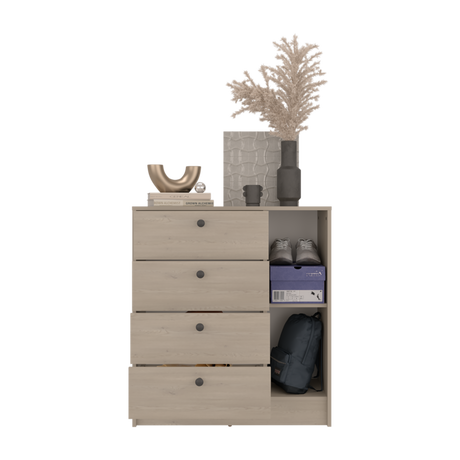 Cómoda Havana Cotta y Blanco 80x89cm de Cuatro Hileras con Cuatro Cajones - CAJONERAS Y COMODAS | Bylmo