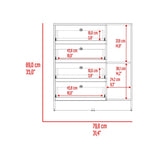 Cómoda Havana Cotta y Blanco 80x89cm de Cuatro Hileras con Cuatro Cajones - CAJONERAS Y COMODAS | Bylmo