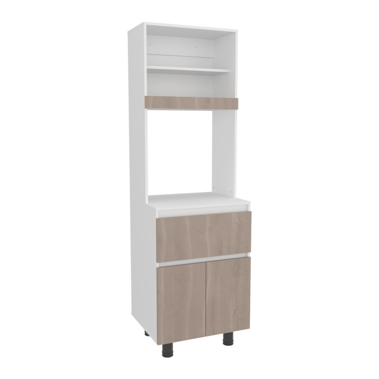 Alacena Express Blanco y Bardolino 60.2x194cm con Un Cajón y con Dos Puertas - ALACENAS Y MUEBLES MICROONDAS | Bylmo