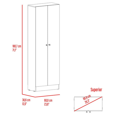 Alacena Blanco 60x180cm sin Cajones y con Dos Puertas - ALACENAS Y MUEBLES MICROONDAS | Bylmo
