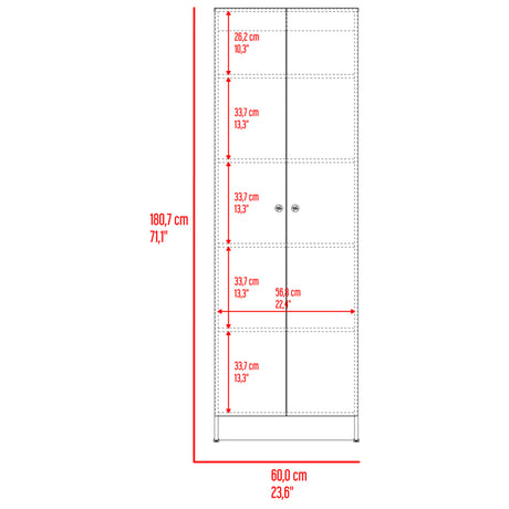 Alacena Blanco 60x180cm sin Cajones y con Dos Puertas - ALACENAS Y MUEBLES MICROONDAS | Bylmo