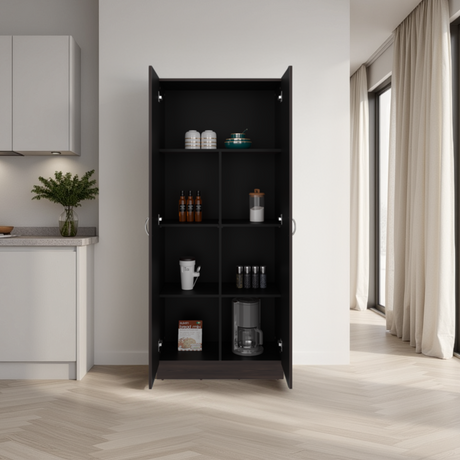 Alacena Dante Nogal y Wengue 76.5x181.2cm sin Cajones y con Dos Puertas - ALACENAS Y MUEBLES MICROONDAS | Bylmo