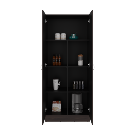 Alacena Dante Nogal y Wengue 76.5x181.2cm sin Cajones y con Dos Puertas - ALACENAS Y MUEBLES MICROONDAS | Bylmo