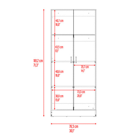Alacena Dante Nogal y Wengue 76.5x181.2cm sin Cajones y con Dos Puertas - ALACENAS Y MUEBLES MICROONDAS | Bylmo