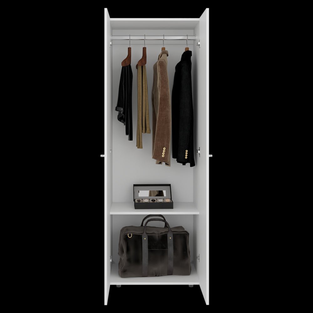 Closet Tuhogar Blanco 60x170cm sin Cajones con Dos Puertas y con Colgadero de Ropa - CLOSETS | Bylmo