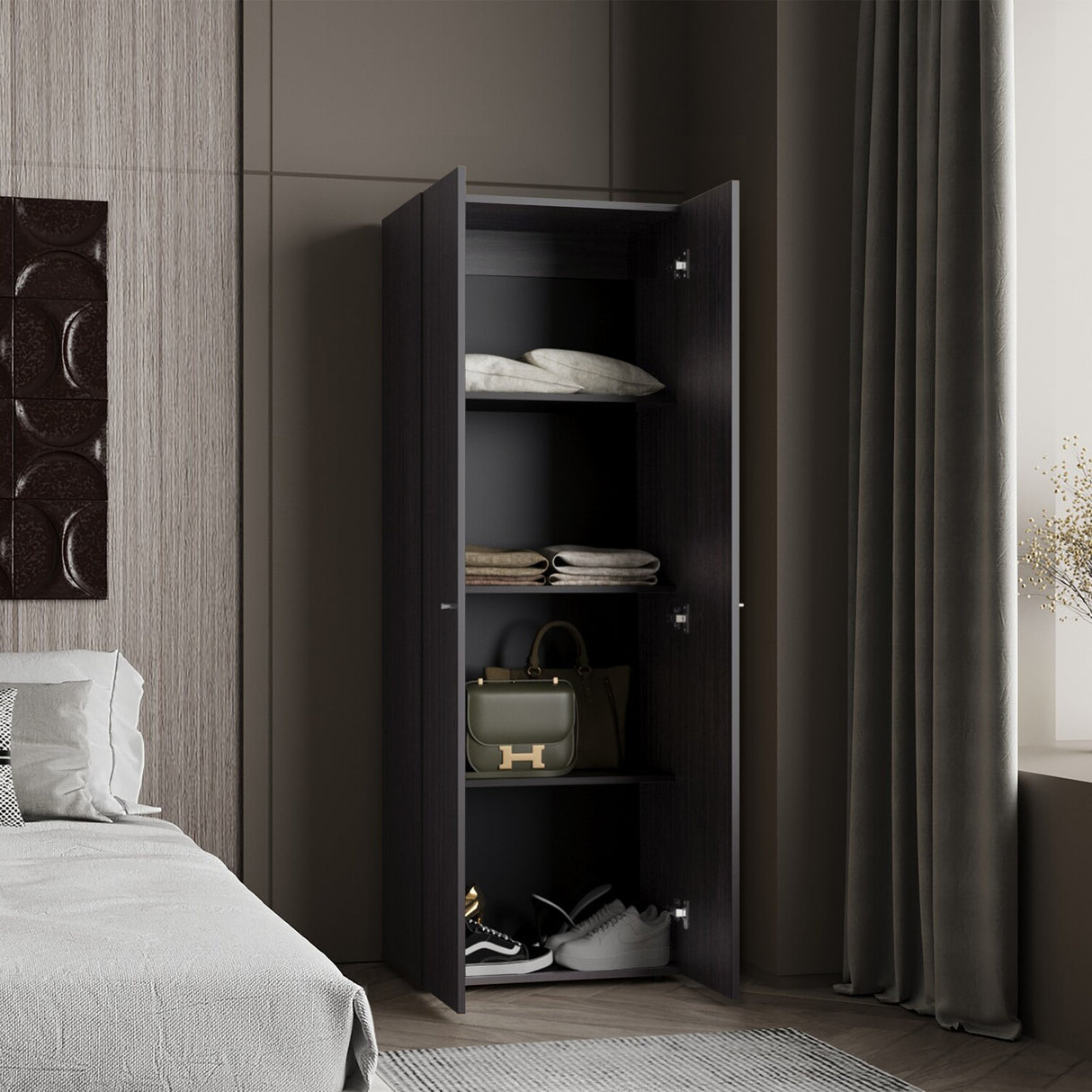 Closet Tuhogar Wengue 60x170cm sin Cajones y con Dos Puertas - CLOSETS | Bylmo