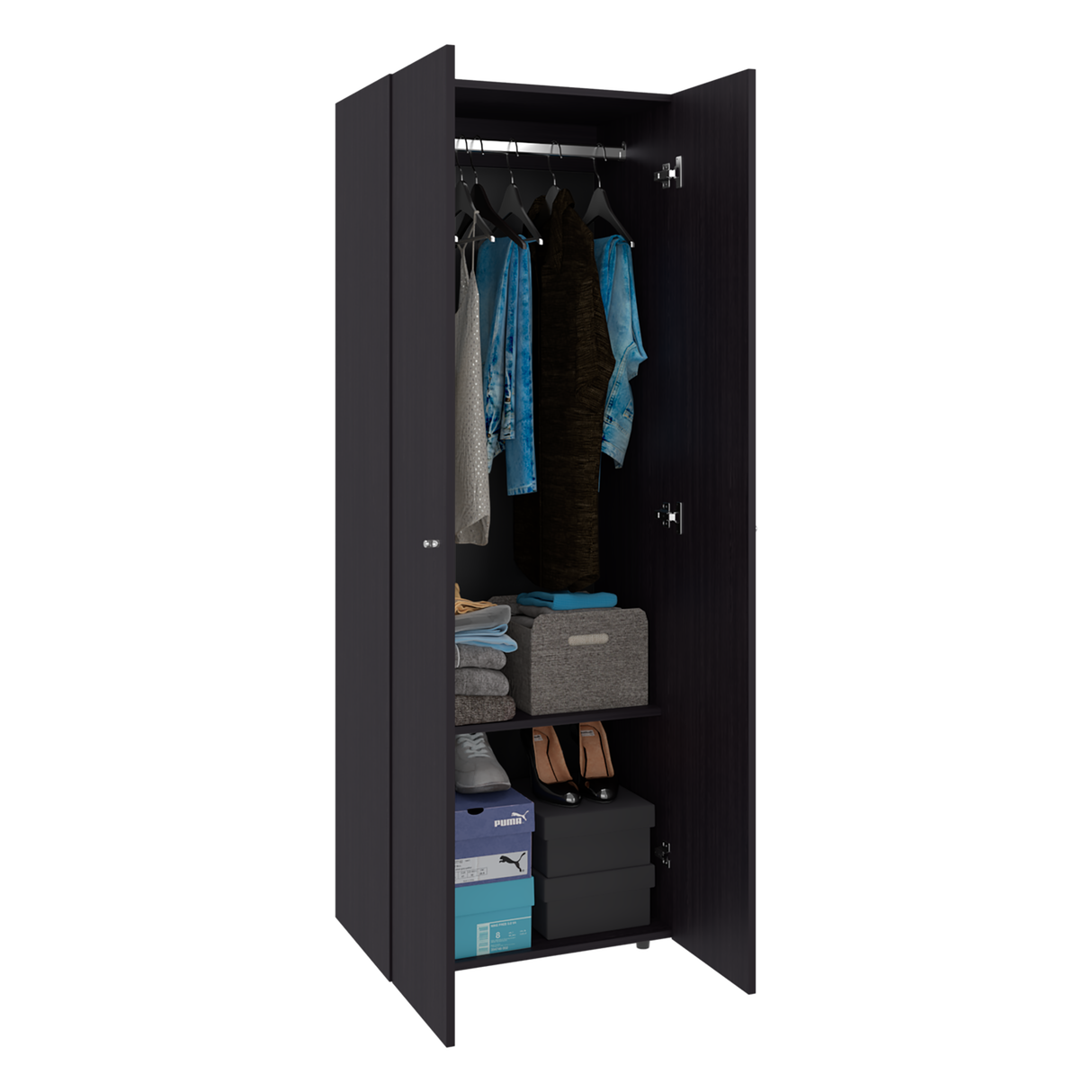 Closet Tuhogar Wengue 60x170cm sin Cajones con Dos Puertas y con Colgadero de Ropa - CLOSETS | Bylmo