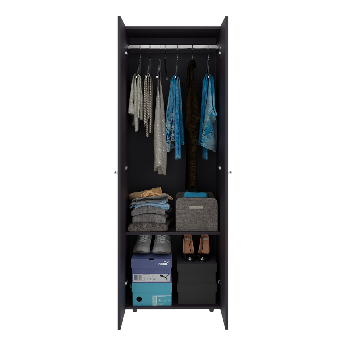 Closet Tuhogar Wengue 60x170cm sin Cajones con Dos Puertas y con Colgadero de Ropa - CLOSETS | Bylmo