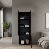 Closet Tuhogar Nogal y Wengue 60x170cm sin Cajones y con Tres Puertas - CLOSETS | Bylmo