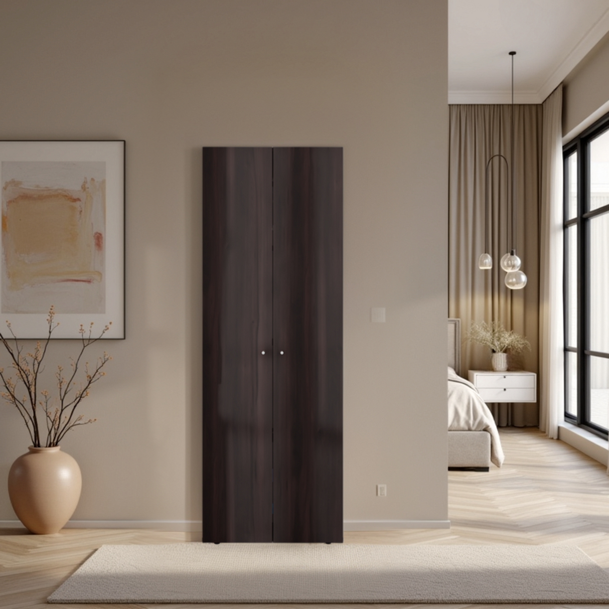 Closet Tuhogar Nogal y Wengue 60x170cm sin Cajones y con Dos Puertas - CLOSETS | Bylmo