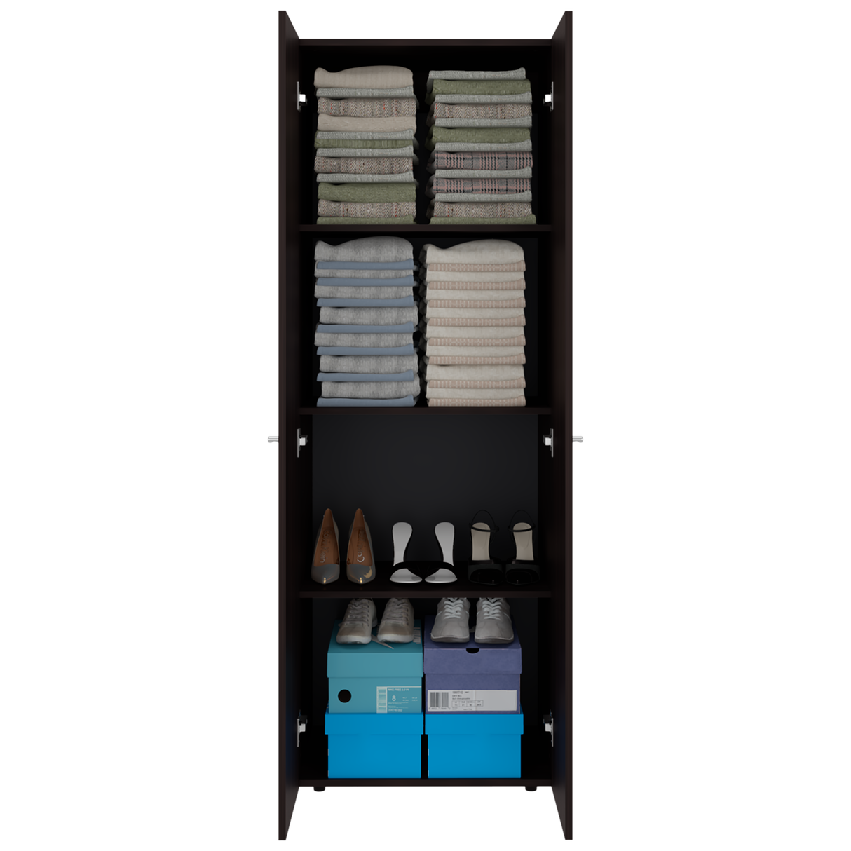 Closet Tuhogar Nogal y Wengue 60x170cm sin Cajones y con Dos Puertas - CLOSETS | Bylmo