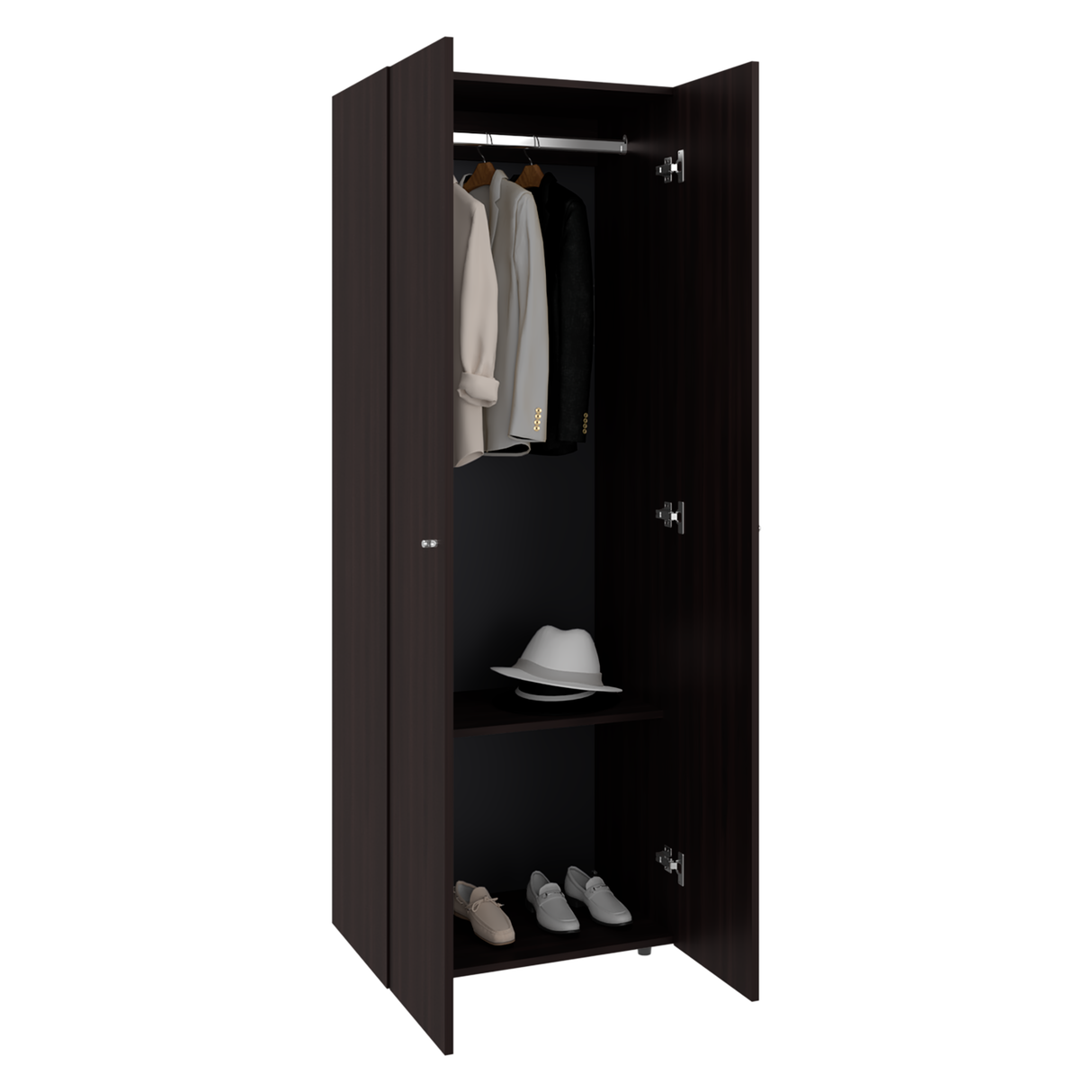 Closet Tuhogar Nogal y Wengue 60x170cm sin Cajones con Dos Puertas y con Colgadero de Ropa - CLOSETS | Bylmo