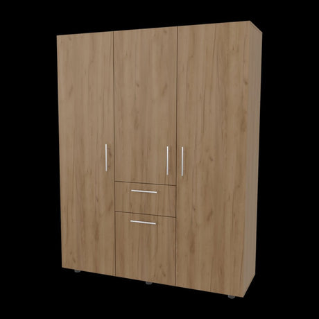 Closet Belen Fresno Europeo y Wengue 140x178cm con Un Cajón con Cuatro Puertas y con Colgadero de Ropa - CLOSETS | Bylmo