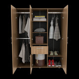 Closet Belen Fresno Europeo y Wengue 140x178cm con Un Cajón con Cuatro Puertas y con Colgadero de Ropa - CLOSETS | Bylmo