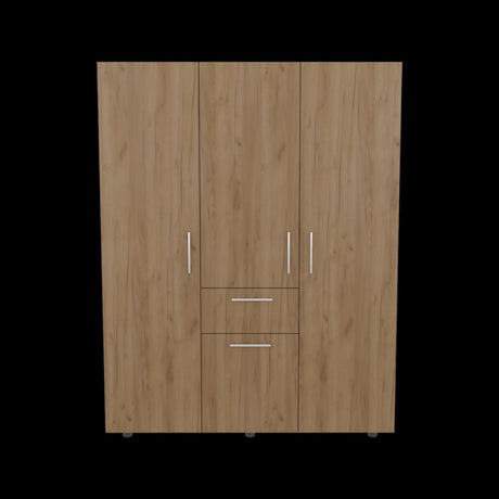 Closet Belen Fresno Europeo y Wengue 140x178cm con Un Cajón con Cuatro Puertas y con Colgadero de Ropa - CLOSETS | Bylmo