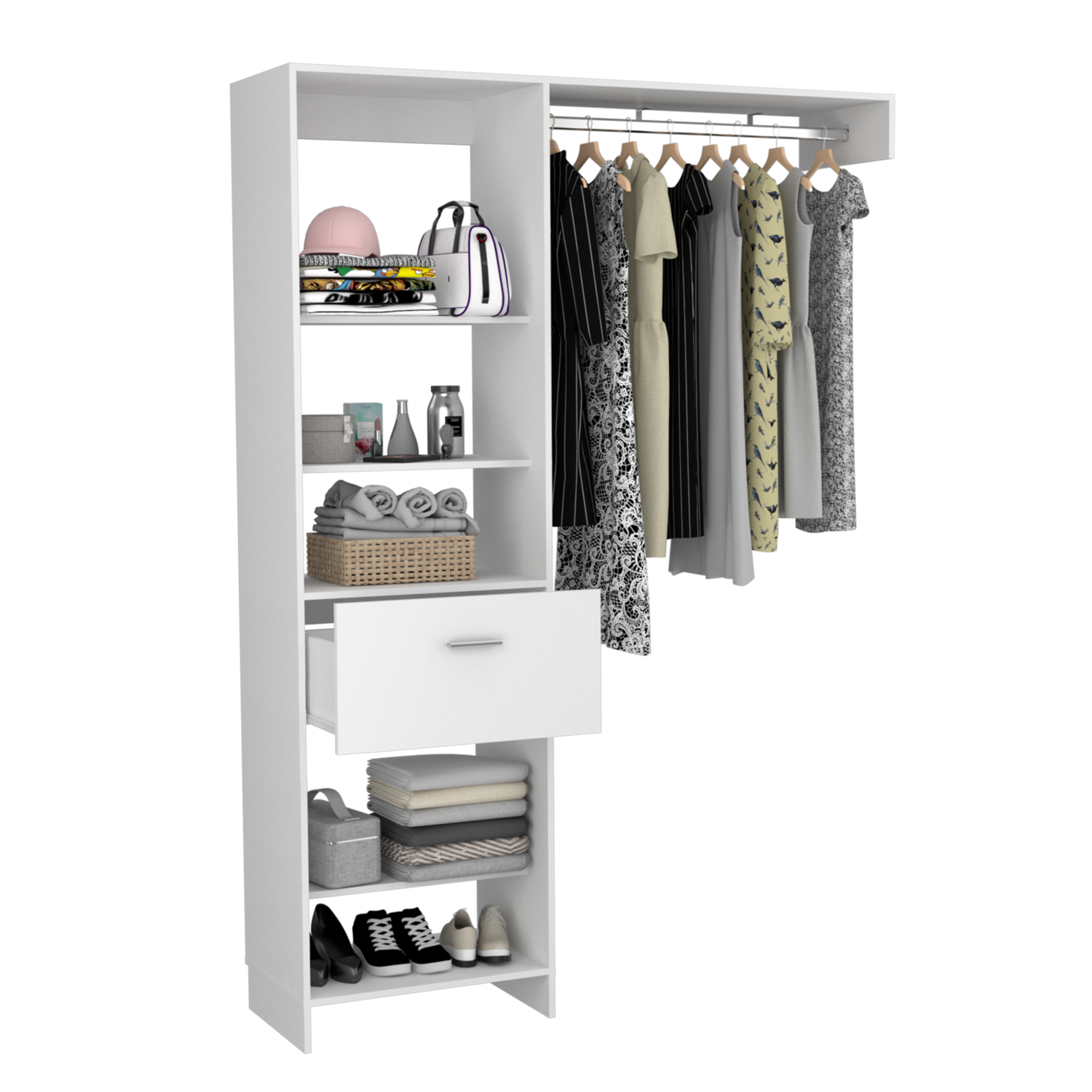 Closet Manchester Blanco con Un Cajón sin Puertas y