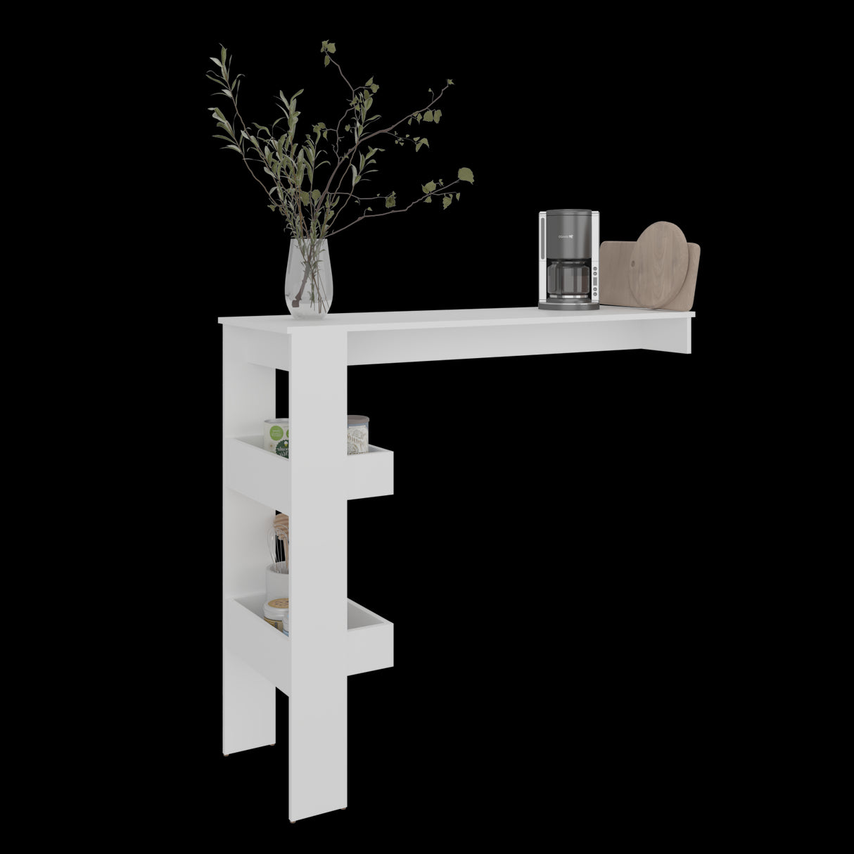 Barra de Cocina Aurora Blanco 120.3x109.6cm con Tres Compartimientos - BARRAS Y MUEBLES AUXILIARES | Bylmo