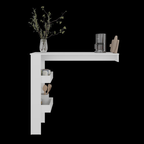 Barra de Cocina Aurora Blanco 120.3x109.6cm con Tres Compartimientos - BARRAS Y MUEBLES AUXILIARES | Bylmo