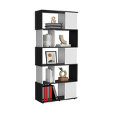 Biblioteca Noah Wengue y Blanco 80x175cm Rectangular con Siete Compartimientos - BIBLIOTECAS Y ESTANTERIAS | Bylmo