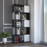 Biblioteca Noah Wengue y Blanco 80x175cm Rectangular con Siete Compartimientos - BIBLIOTECAS Y ESTANTERIAS | Bylmo