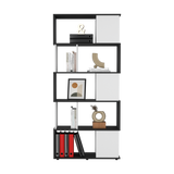 Biblioteca Noah Wengue y Blanco 80x175cm Rectangular con Siete Compartimientos - BIBLIOTECAS Y ESTANTERIAS | Bylmo