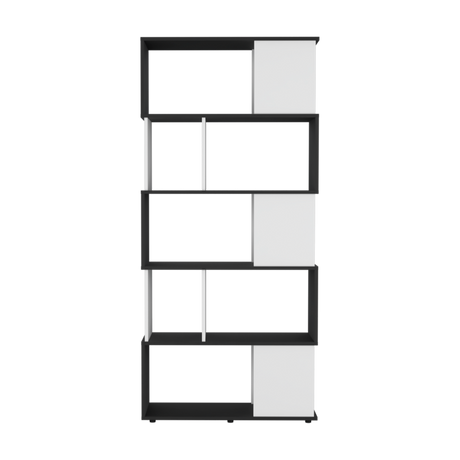 Biblioteca Noah Wengue y Blanco 80x175cm Rectangular con Siete Compartimientos - BIBLIOTECAS Y ESTANTERIAS | Bylmo