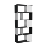 Biblioteca Noah Wengue y Blanco 80x175cm Rectangular con Siete Compartimientos - BIBLIOTECAS Y ESTANTERIAS | Bylmo