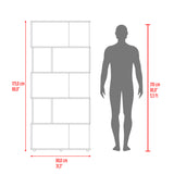 Biblioteca Noah Wengue y Blanco 80x175cm Rectangular con Siete Compartimientos - BIBLIOTECAS Y ESTANTERIAS | Bylmo