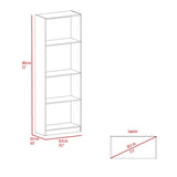 Estantería Home Fresno Europeo y Blanco 62.8x180.6cm Rectangular con Cuatro Compartimientos - BIBLIOTECAS Y ESTANTERIAS | Bylmo