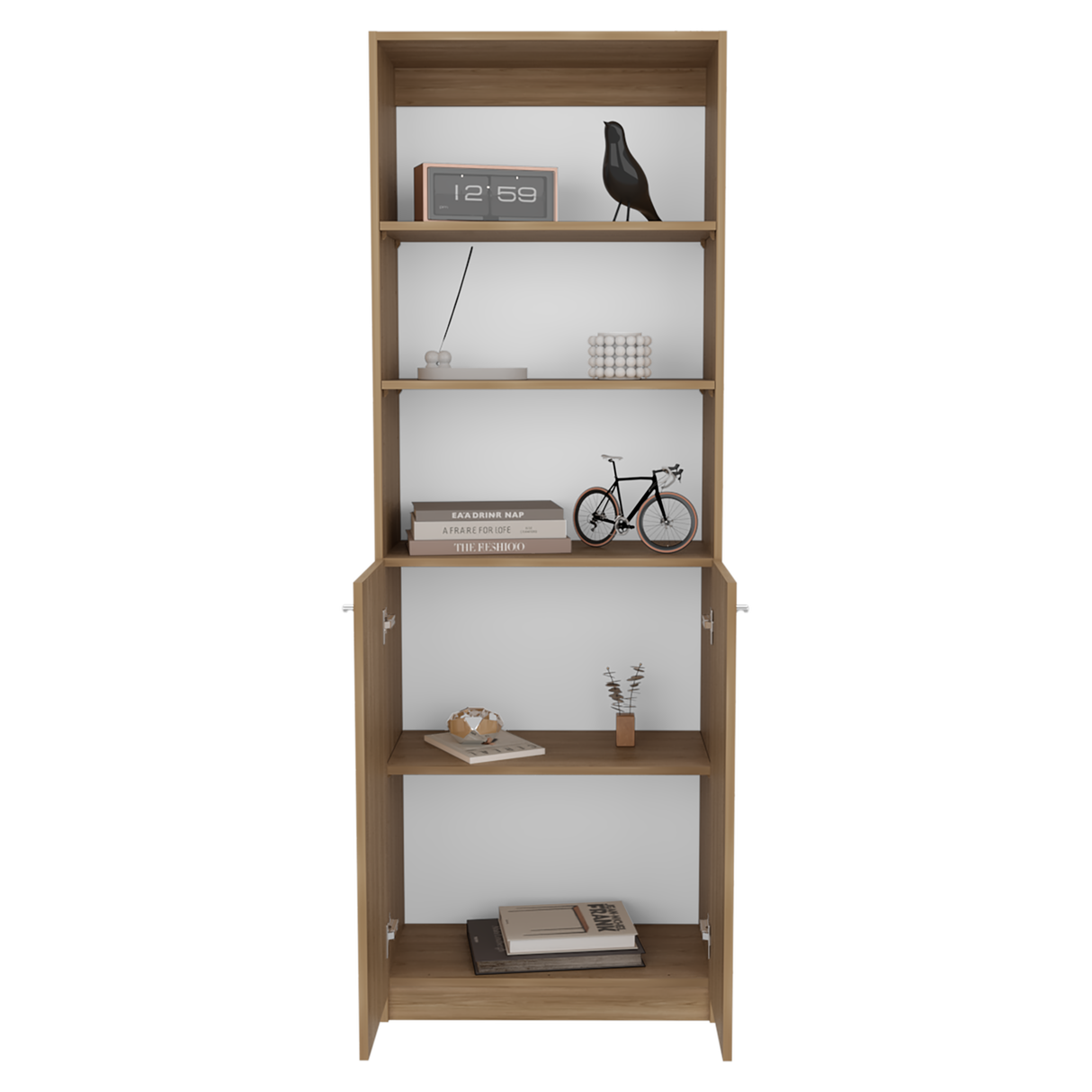 Estantería Home Fresno Europeo y Blanco 62.8x180.6cm Rectangular con Cinco Compartimientos - BIBLIOTECAS Y ESTANTERIAS | Bylmo