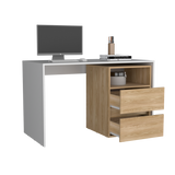 Escritorio Rookie Blanco y Fresno 120x75cm con Dos Cajones y con Organizador de Libros - ESCRITORIOS | Bylmo
