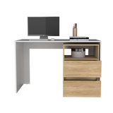 Escritorio Rookie Blanco y Fresno 120x75cm con Dos Cajones y con Organizador de Libros - ESCRITORIOS | Bylmo