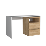 Escritorio Rookie Blanco y Fresno 120x75cm con Dos Cajones y con Organizador de Libros - ESCRITORIOS | Bylmo